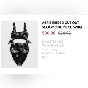 NWOT Aerie Ribbed Cut Out One-Piece Swimsuit - Sz Large Long